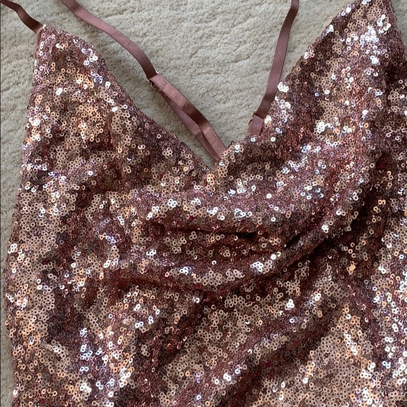 Rose Gold Sequin Mini Dress - Picture 4 of 7